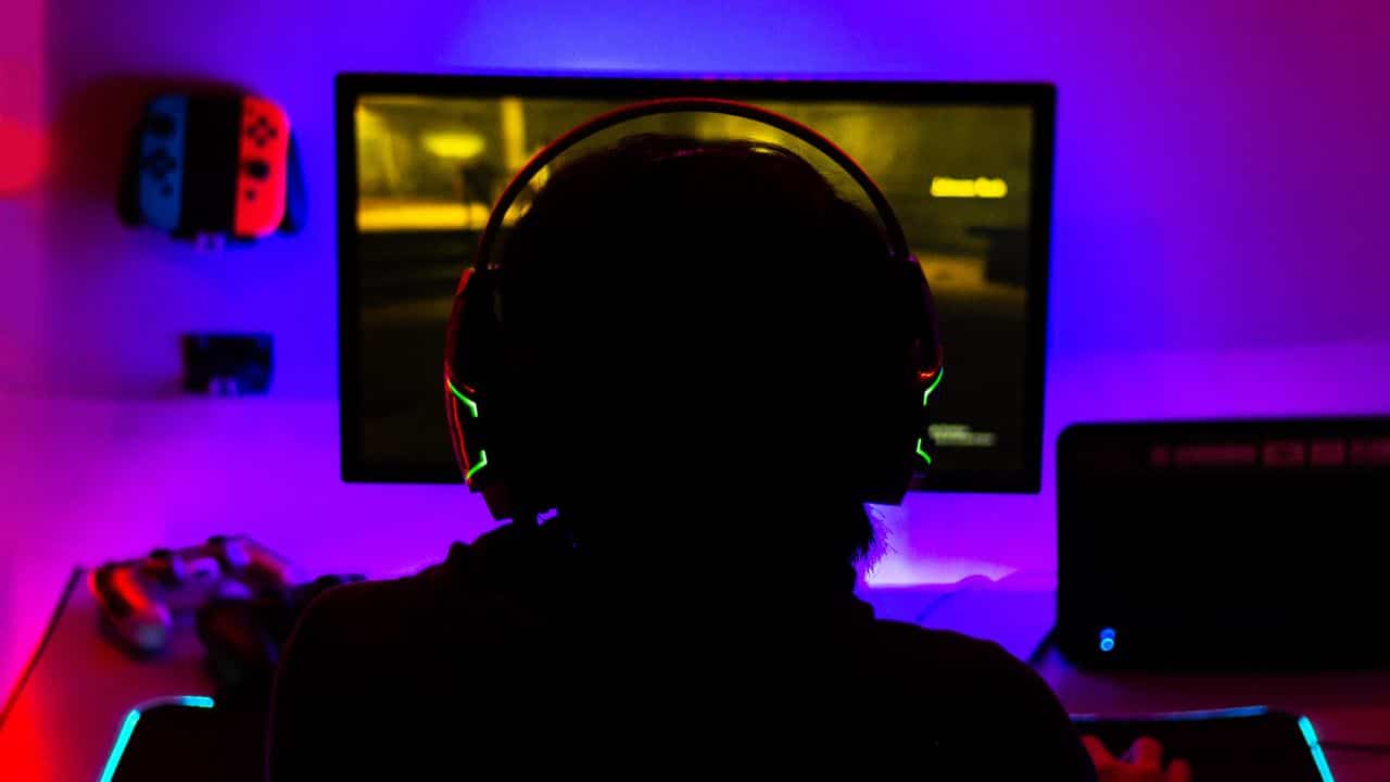 Gamer wearing headphones