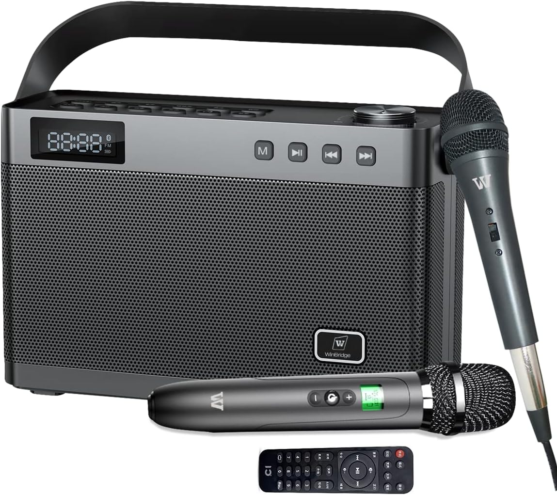 WinBridge Karaoke Machine with Wireless Microphones