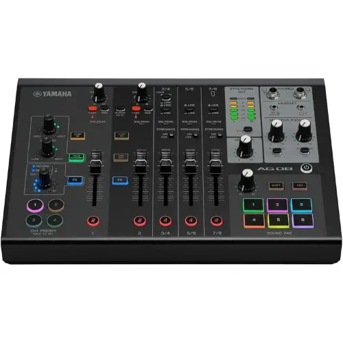 Yamaha AG08 Black 8-Channel Live Streaming Loopback Mixer